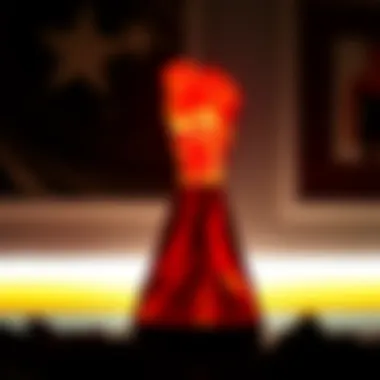 An illuminated volcano lamp showcasing its mesmerizing lava flow