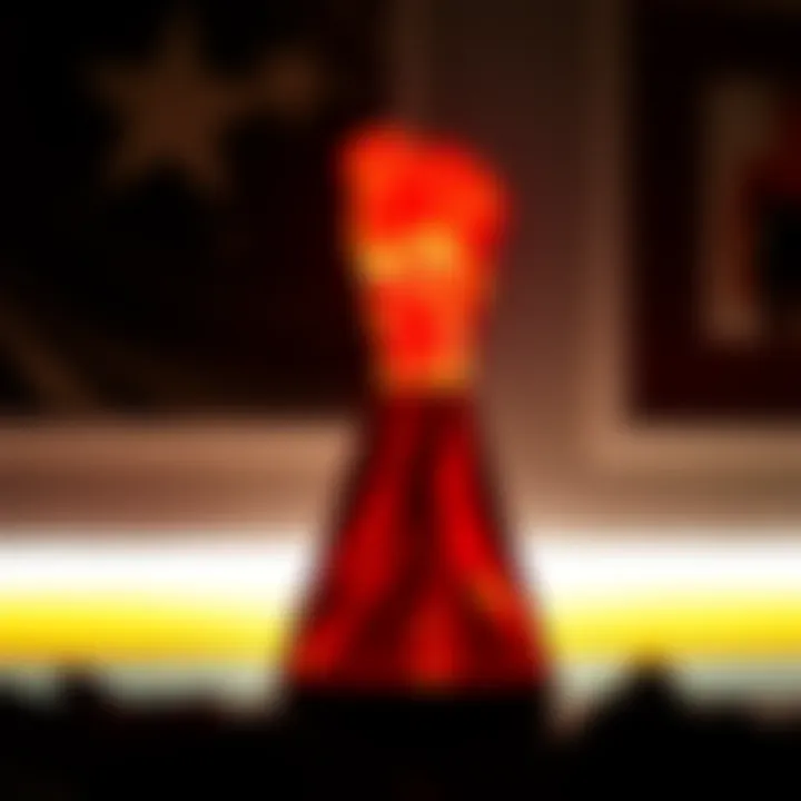 An illuminated volcano lamp showcasing its mesmerizing lava flow