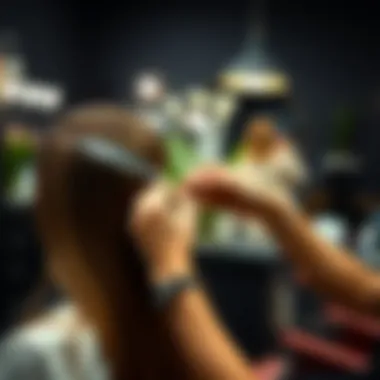 Professional salon applying tape for hair extensions