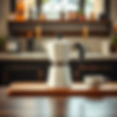 The Elegance of White Stovetop Espresso Makers Elegant white stovetop espresso maker on a wooden table