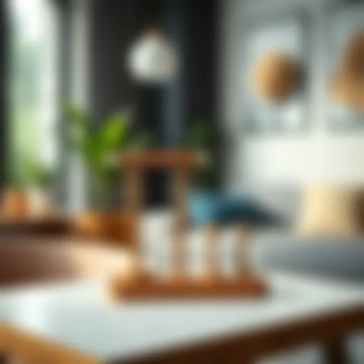 Aesthetic wooden earring stand in a stylish interior setting