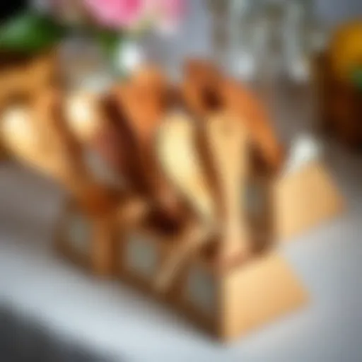 Beautifully arranged wooden spoons as bridal shower favors