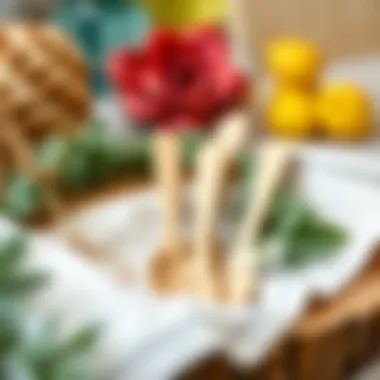 Eco-friendly wooden spoons displayed with natural elements