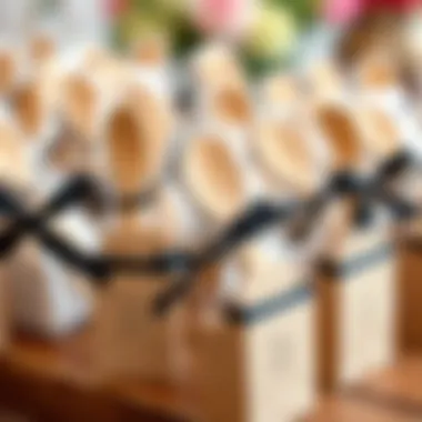 Stylish packaging for wooden spoon favors at a bridal shower