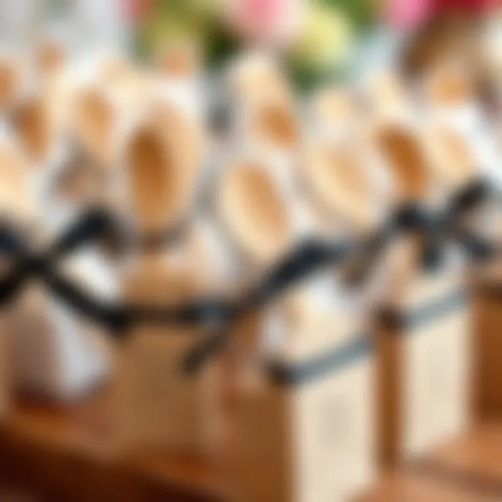 Stylish packaging for wooden spoon favors at a bridal shower